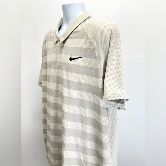 NIKE Men's Tonal Cooling beige and gray striped Polo Shirt size XXL - Picture 5 of 14